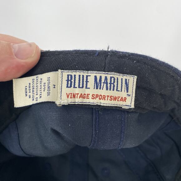 Blue Marlin New York Black Yankees Vintage Style Baseball Cap Hat Men's Size M - Picture 6 of 6